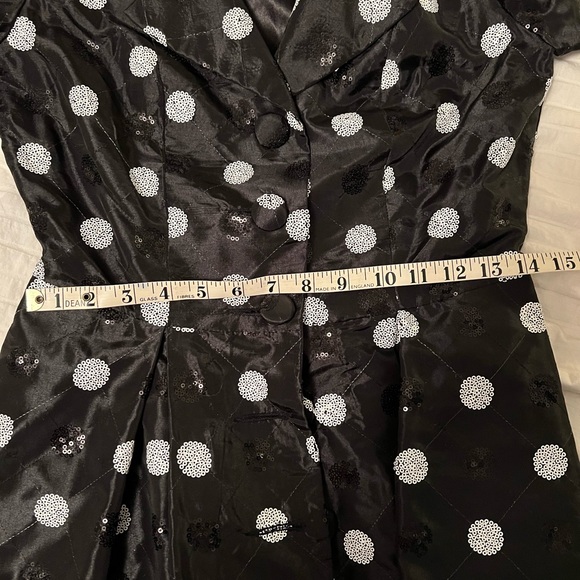 Fashion Crimes Pam Chorley Taffeta Dress - small black with sequin poka dots - Picture 12 of 12